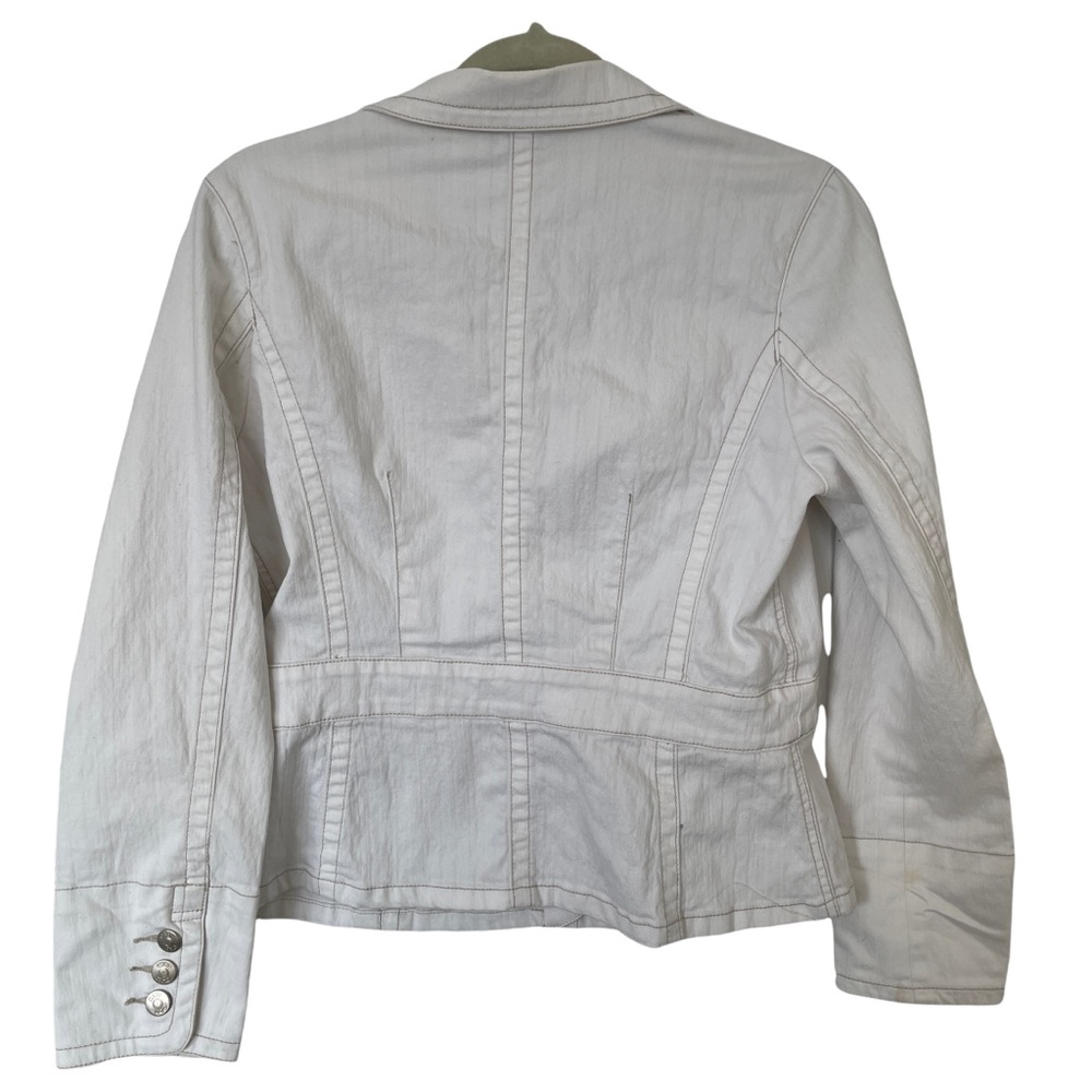CAbi #249 Military Style Off White Safari Field Jean Jacket Women's S/M - Picture 7 of 7